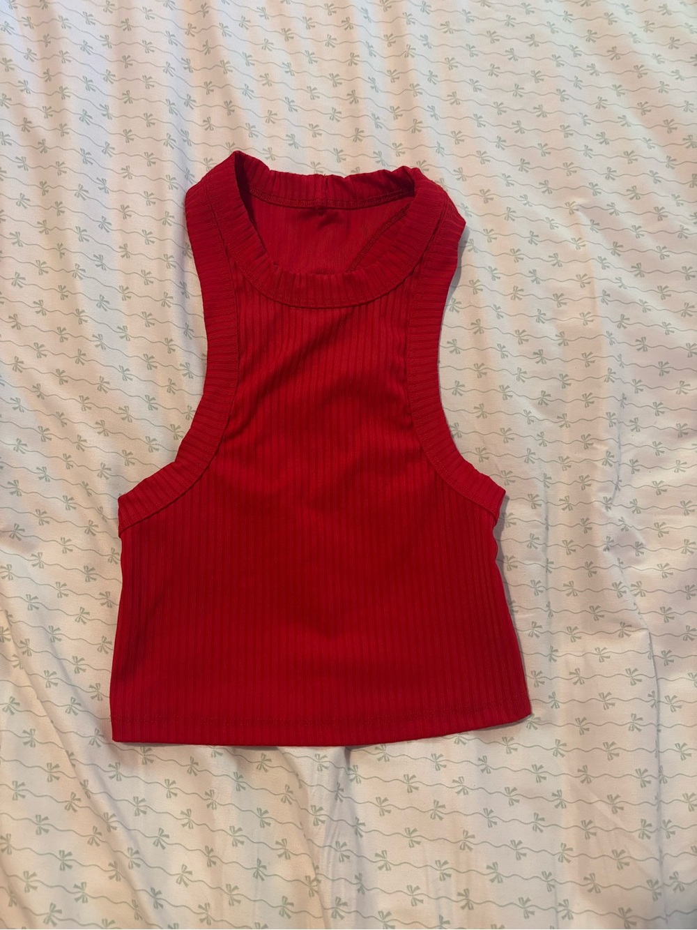 Women's Ribbed Red Crop Tank - Sleeveless Scoop Neck Five The Label